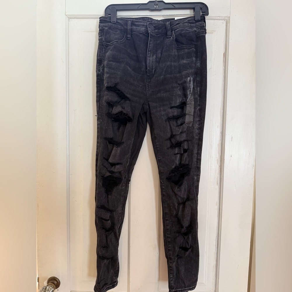 Distressed Black Women Jeans